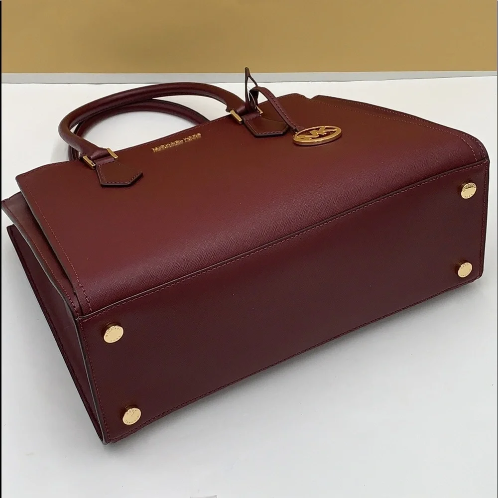 MICHAEL KORS HOPE LARGE SATCHEL MERLOT - Picture 12 of 16